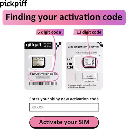 Premium 100% Functional Giffgaff UK SIM for Pakistan with Full Signal Coverage, OTP Support